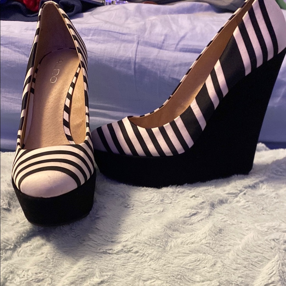 Aldo Monochrome Striped Wedges
